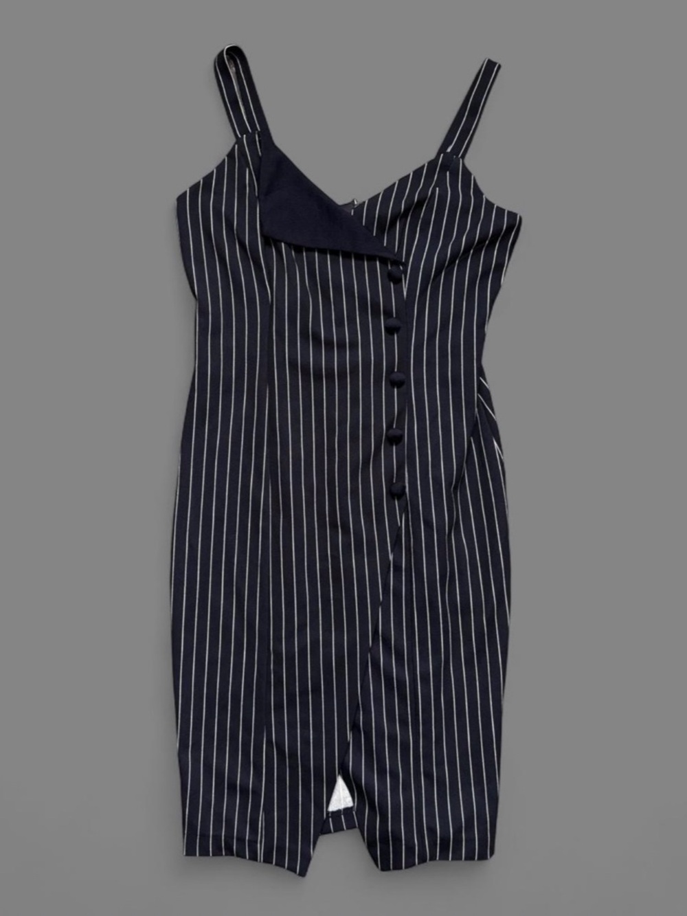 bebe pinstriped dress in navy & white  Like New